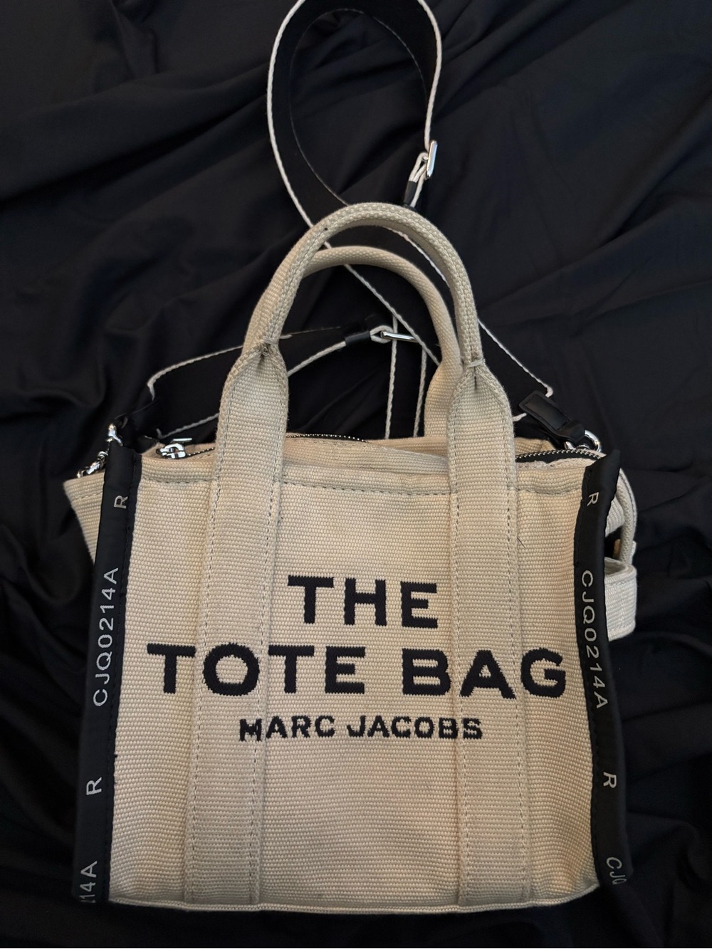 Marc Jacobs Beige Canvas Tote Bag with Black Logo